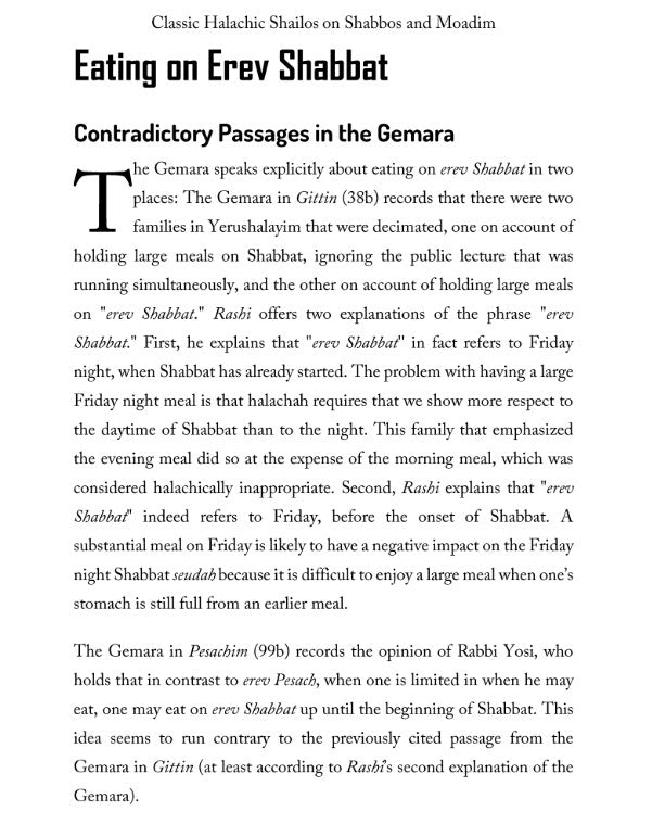 Classic Halachic Shailos on Shabbos and Moadim