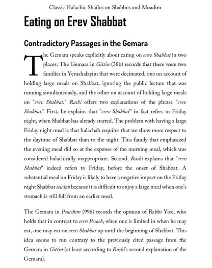 Classic Halachic Shailos on Shabbos and Moadim
